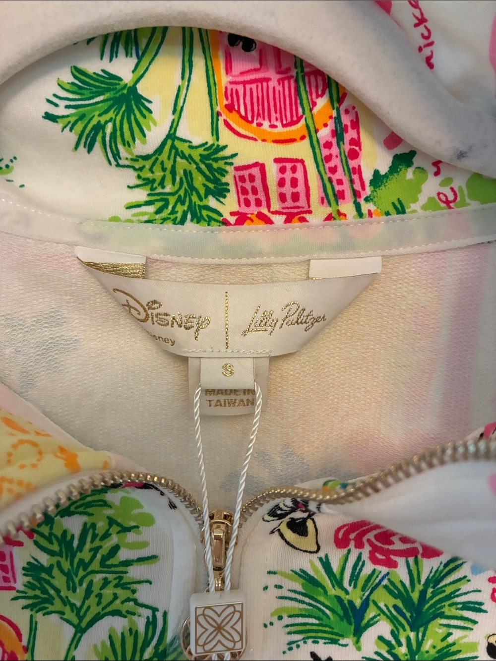 Lilly Pulitzer Multicolor Disney Print Zip Pullover - Pink, Yellow, Green, Blue - Picture 3 of 7